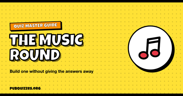Pop-art graphic reading The Music Round, build one without giving the answers away, with a musical note icon