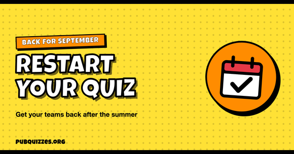 Pop-art graphic reading Restart Your Quiz, get your teams back after the summer, with a calendar icon